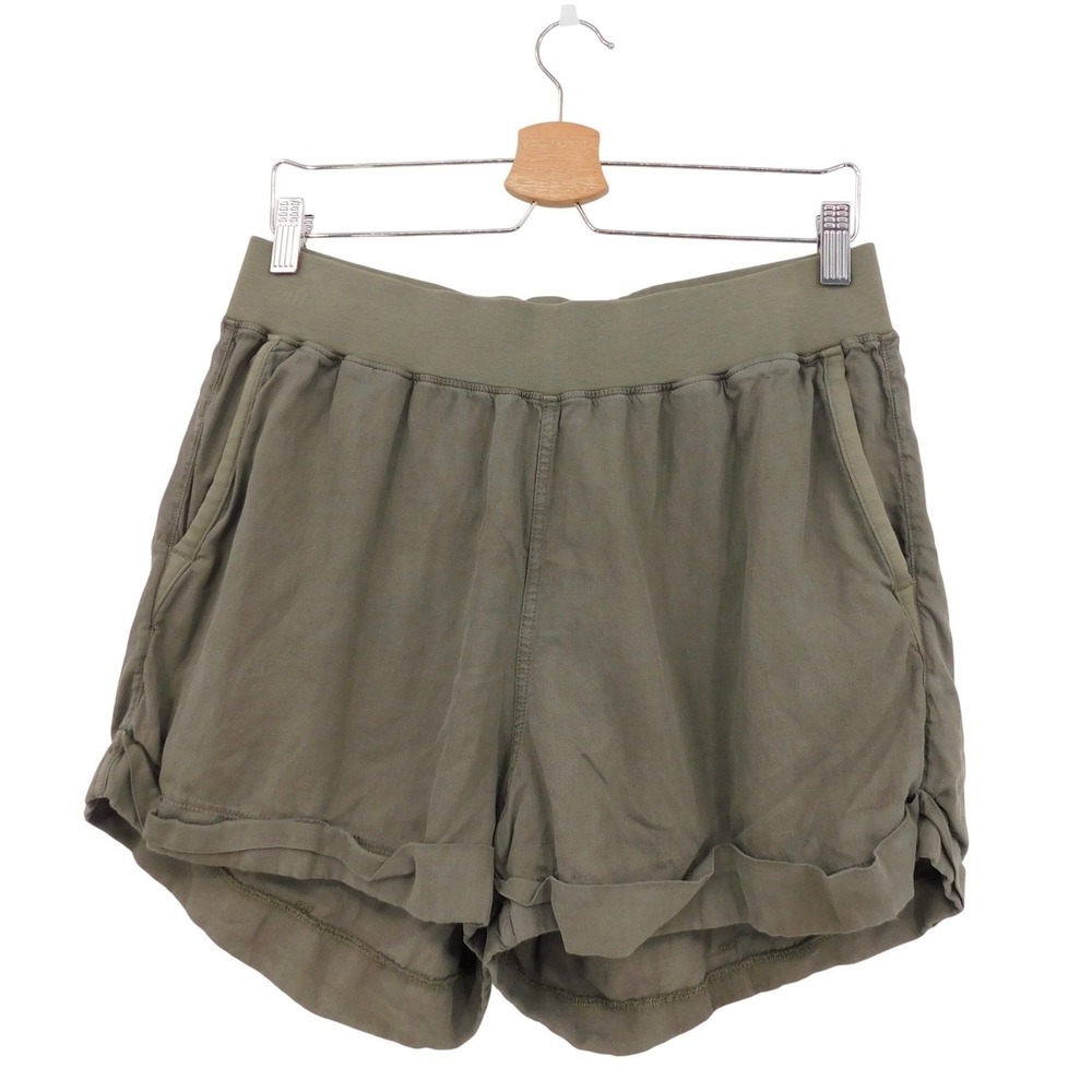 Faherty Shorts Women L Green Tencel Linen Blend Cuffed Pull On WBC0002-SPG